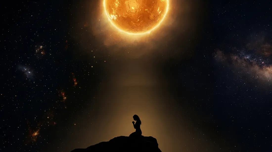 Aditi in tapasya beneath the newborn Sun